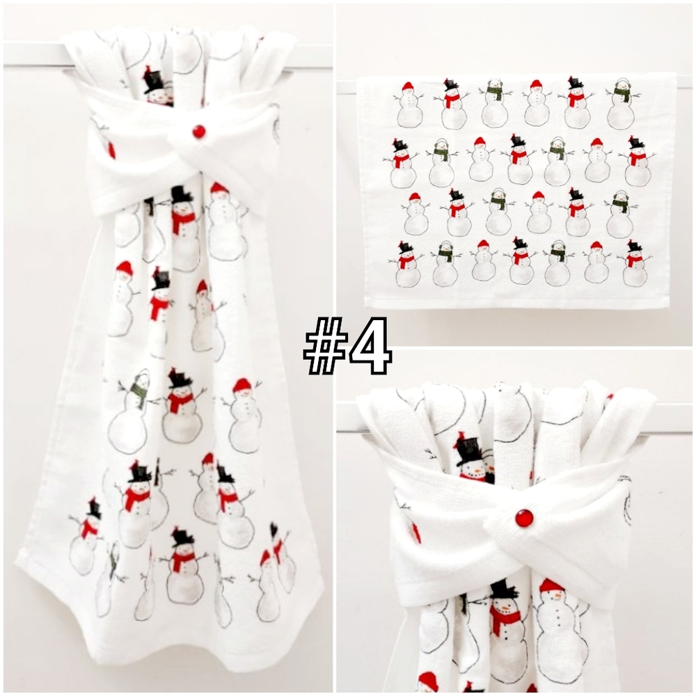 🆒️🤍NEW! Snowmen Mittens Hats Bright Merry Hang'N'Snap Towels - Picture 6 of 11